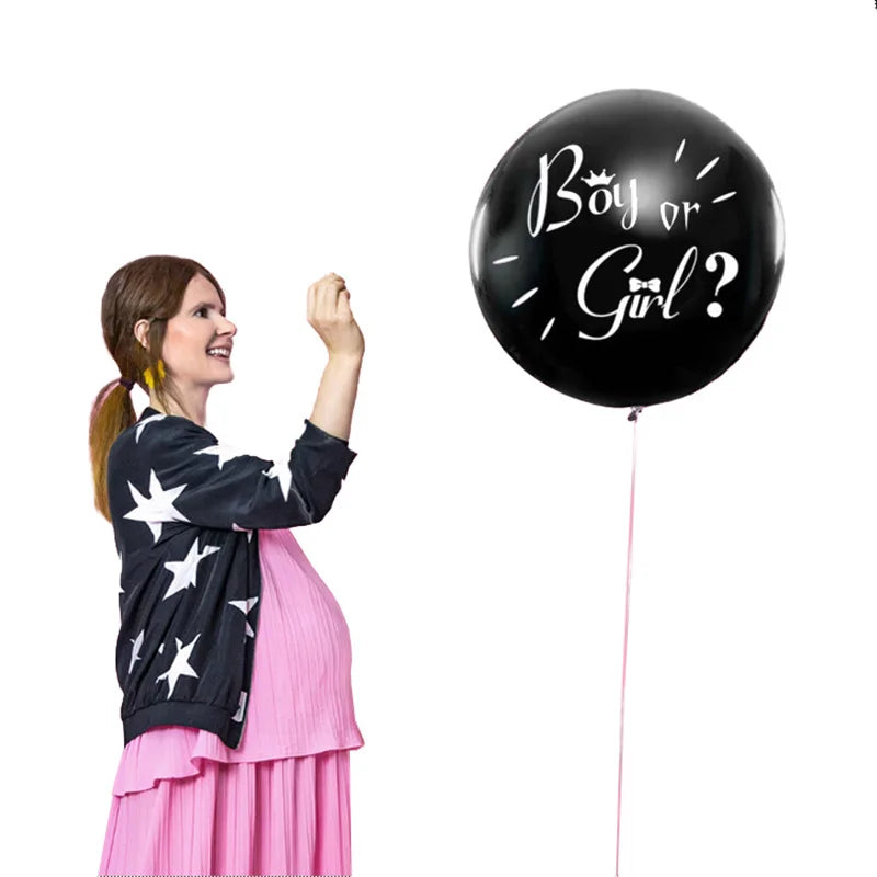 Ballon Géant Révélation du Genre 36" – Boy or Girl Noir | Baby Shower
