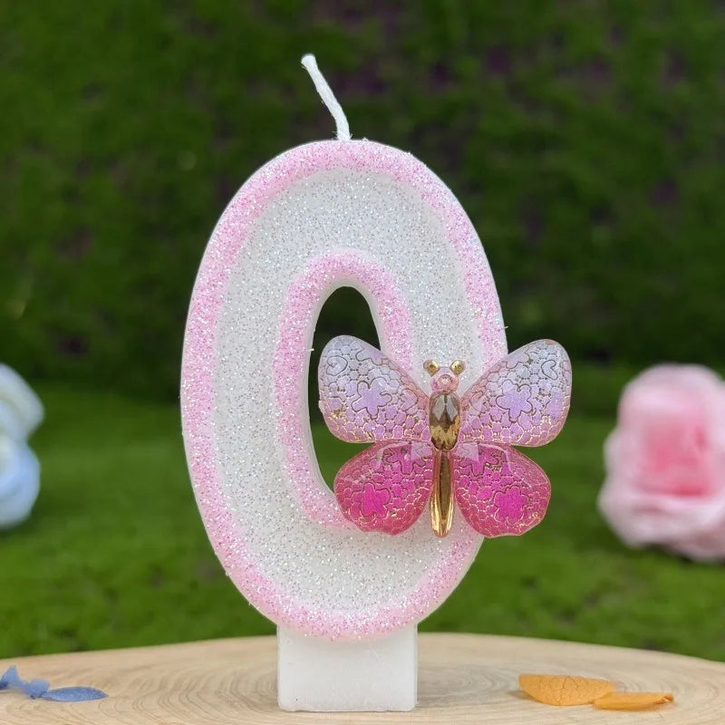 Bougie Anniversaire Chiffre Papillon Rose