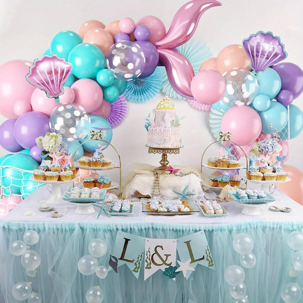 Kit Arche de Ballons Sirène 127 pièces – Décoration Anniversaire Princesse Océan