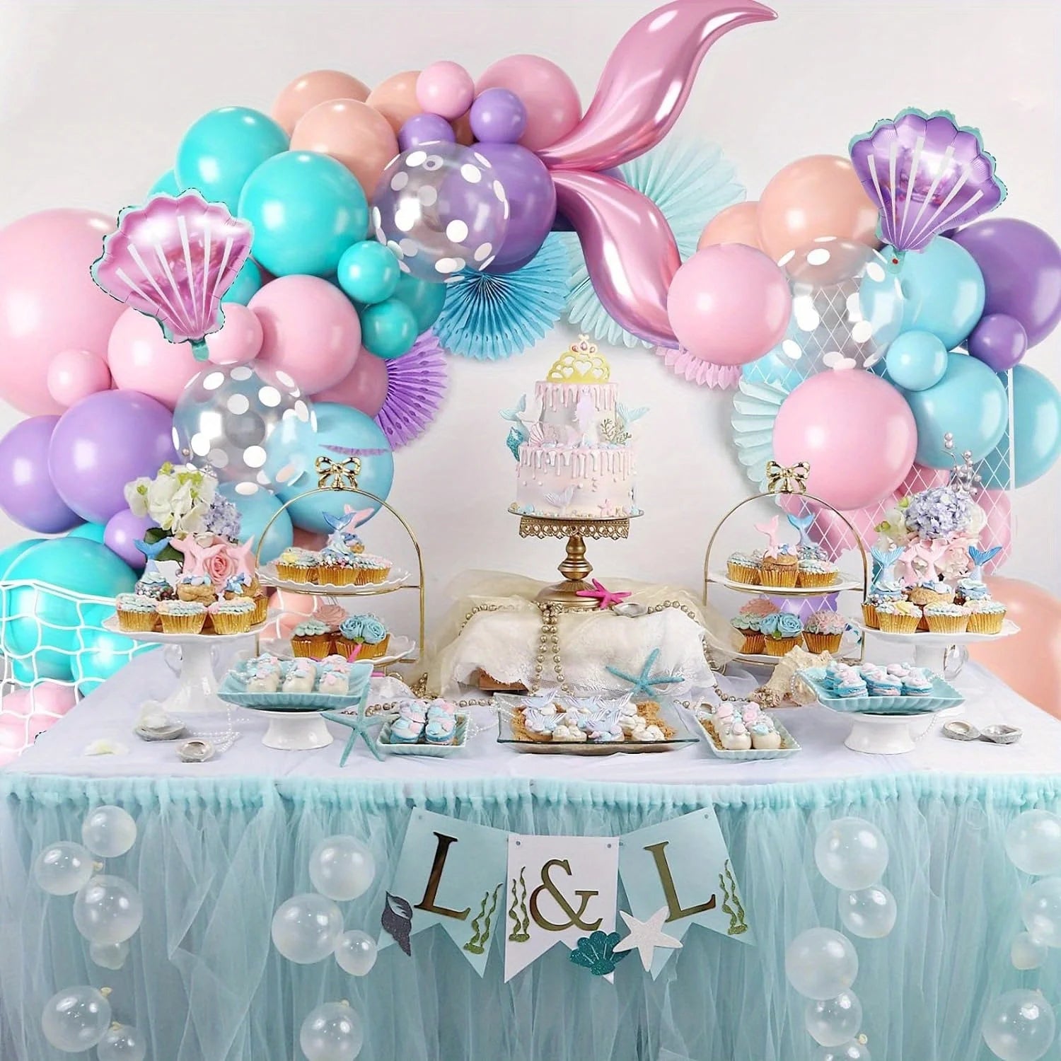 Kit Arche de Ballons Sirène 127 pièces – Décoration Anniversaire Princesse Océan