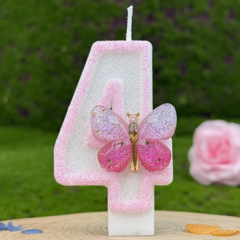 Bougie Anniversaire Chiffre Papillon Rose