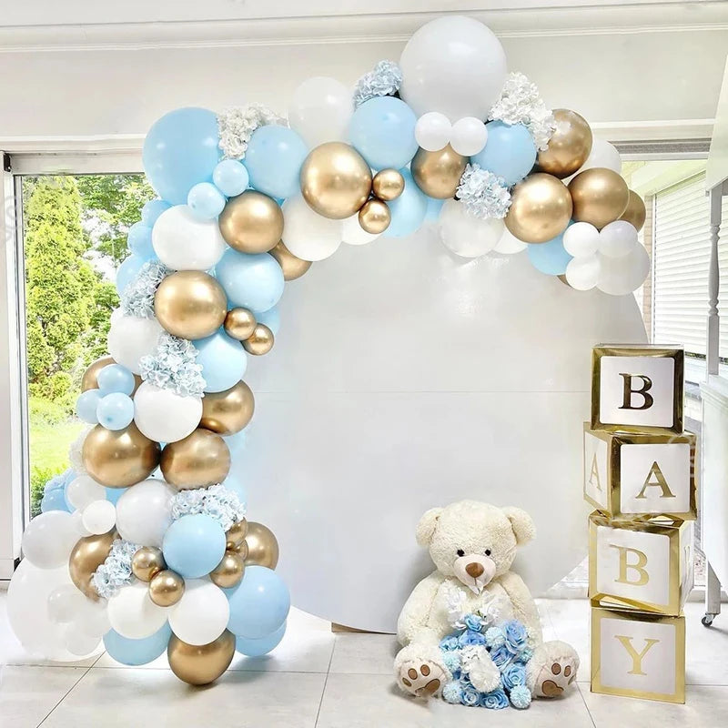 Kit Arche de Ballons Gender Reveal – Fille ou Garçon – Ballons Rose Bleu Or pour Baby Shower, Anniversaire ou Mariage
