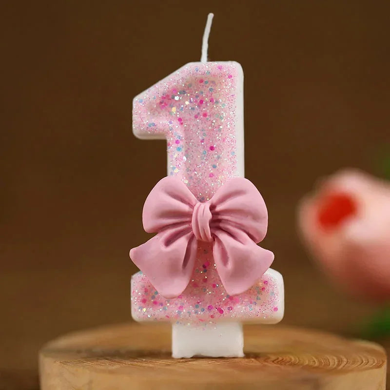 Bougie Anniversaire Chiffre Rose Pailletée 3D