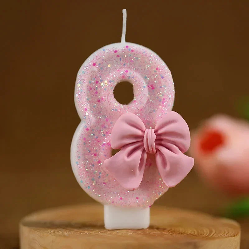 Bougie Anniversaire Chiffre Rose Pailletée 3D